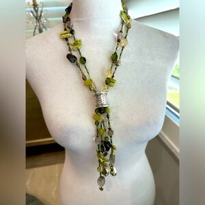 Handmade Necklace -Multi Strand Crystal with silver accents